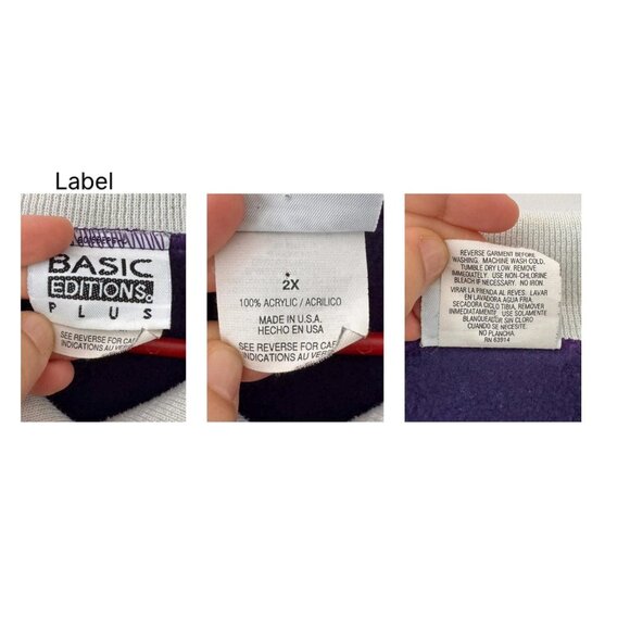 90s vintage purple cat kitten festive christmas graphic pullover sweatshirt 2XL - Picture 10 of 10